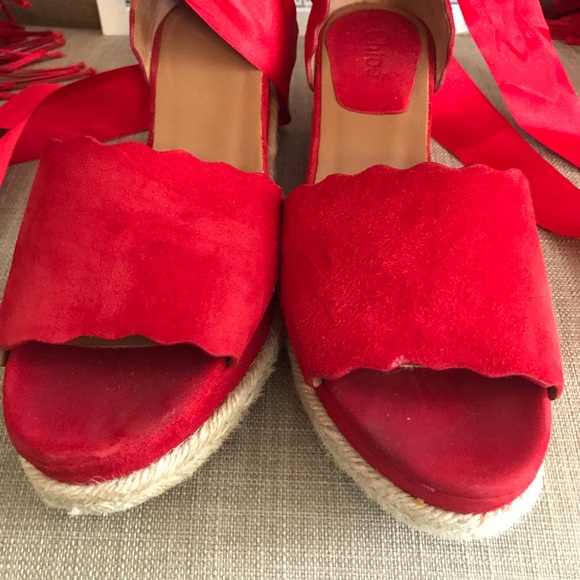 Lauren scalloped suede espadrille platform sandals - Picture 8 of 13